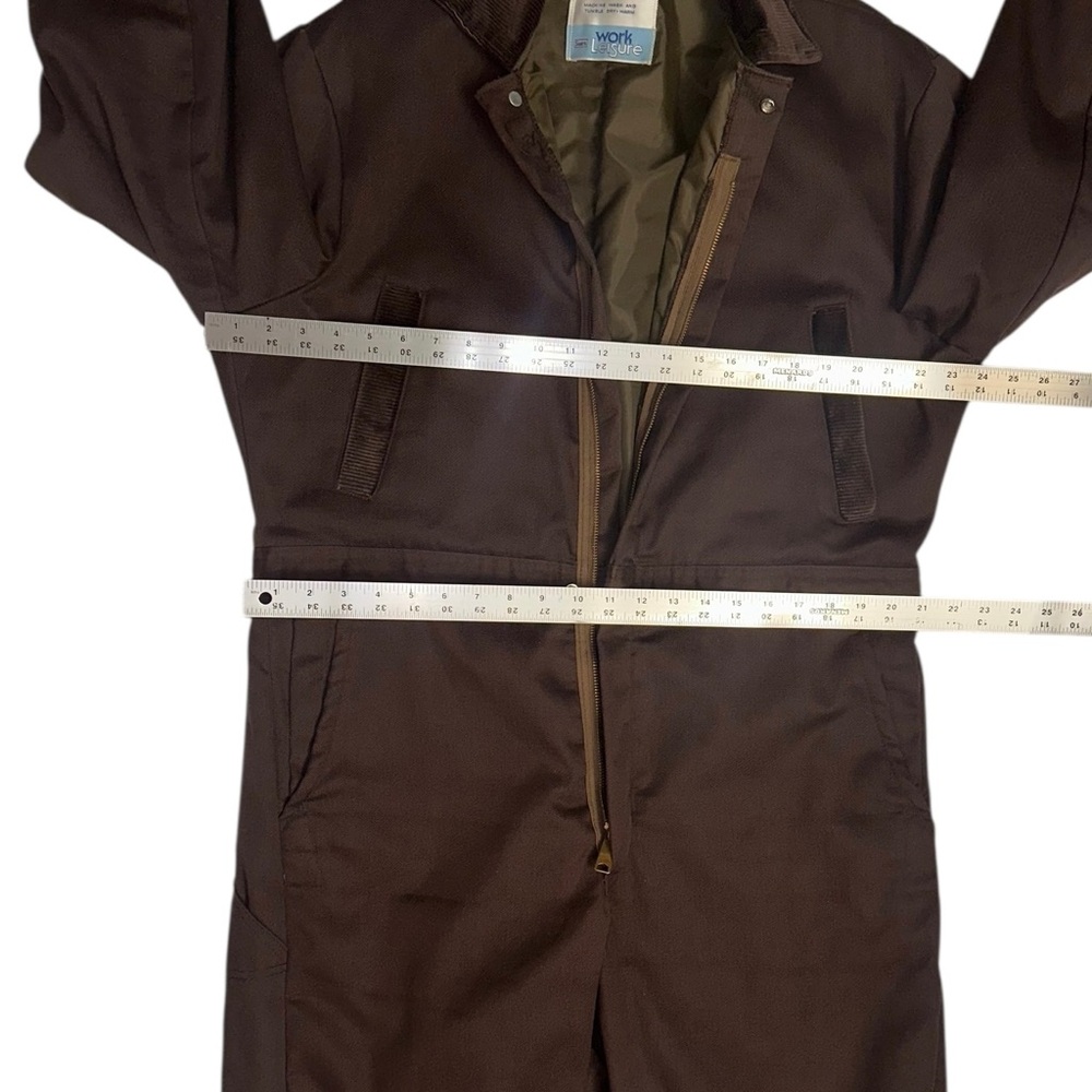 VTG 70’s SEARS Men’s Brown Insulated Work Coveralls Corduroy Trim Jumpsuit Sz 42 - Picture 8 of 12
